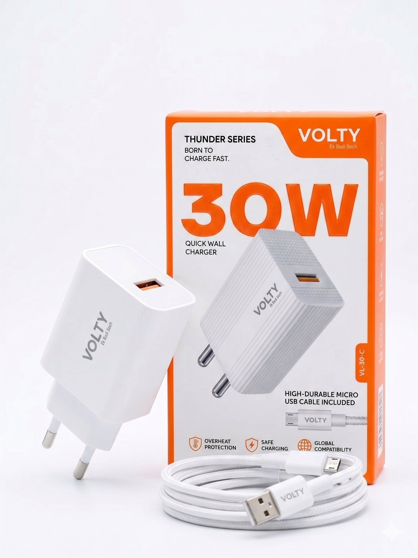 VOLTY 30w charging adopter with usb Fast Charging Adapter