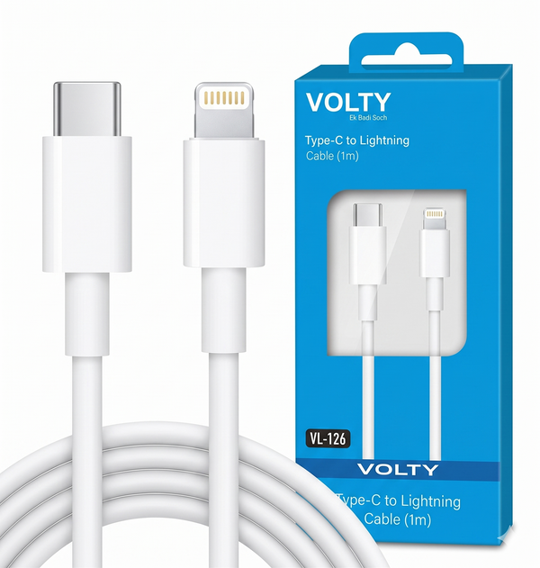 USB-C to Lightning Cable 1M [Apple MFi Certified] Fast Charging PD Cable compatible for iPhone 17/16/15/14/13/12/11/X/XS/XR/8 Plus & iPad by VOLTY