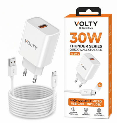 VOLTY 30w charging adopter with usb Fast Charging Adapter
