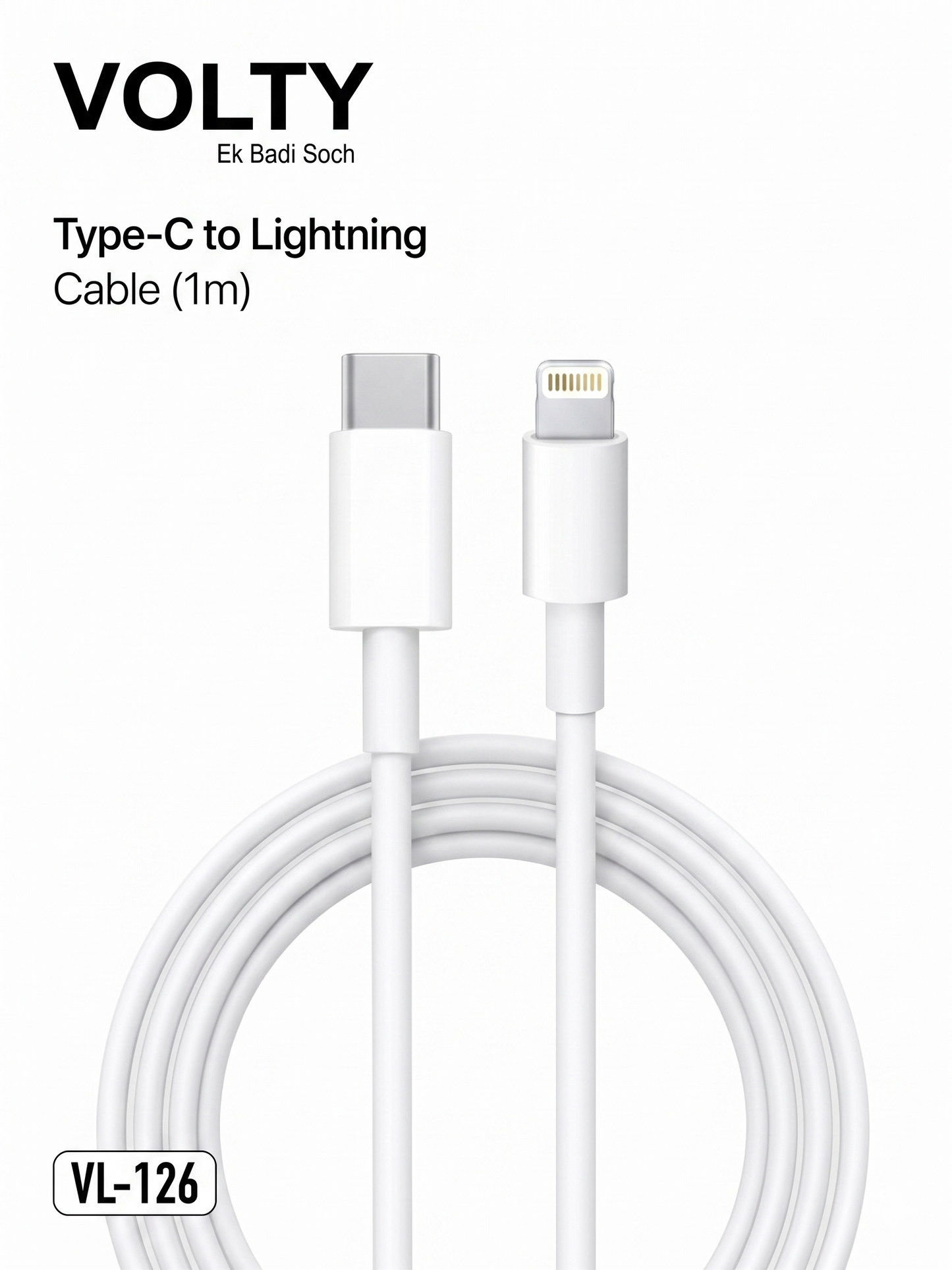 USB-C to Lightning Cable 1M [Apple MFi Certified] Fast Charging PD Cable compatible for iPhone 17/16/15/14/13/12/11/X/XS/XR/8 Plus & iPad by VOLTY