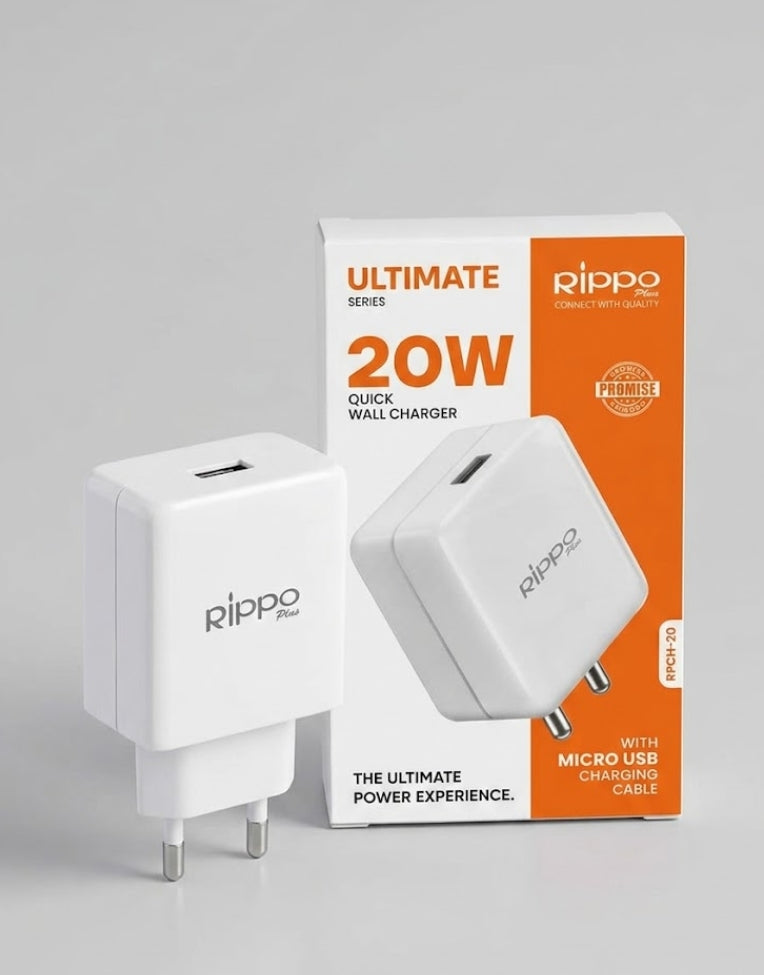 Rippo 20W Type C Mobile Charger Adapter, Fast Charging for Android, iPhone 14/13,13/12/11/X & Pro, Max Series & Other Type C Enabled Devices, PD Technology, BIS Certified (Raap M20, White)